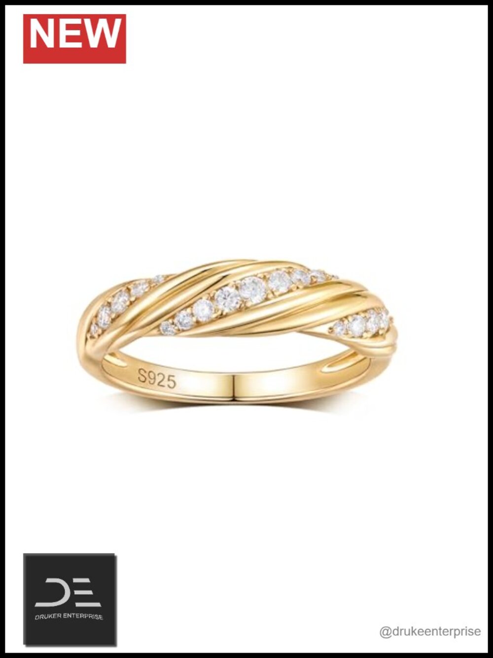 Moissanite Twisted Ring Solid 925 Sterling Silver Eternity Band